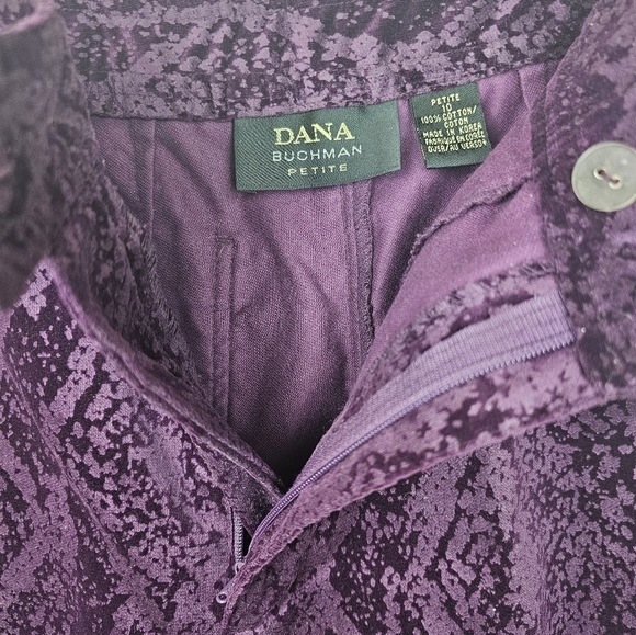 DANA BUCHANAN Velvet Snake Print Pants Size 10 Petite - Picture 2 of 6